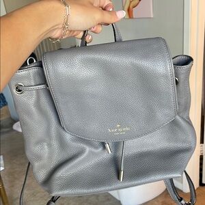 Kate Spade Gray Pebbled Leather Backpack
